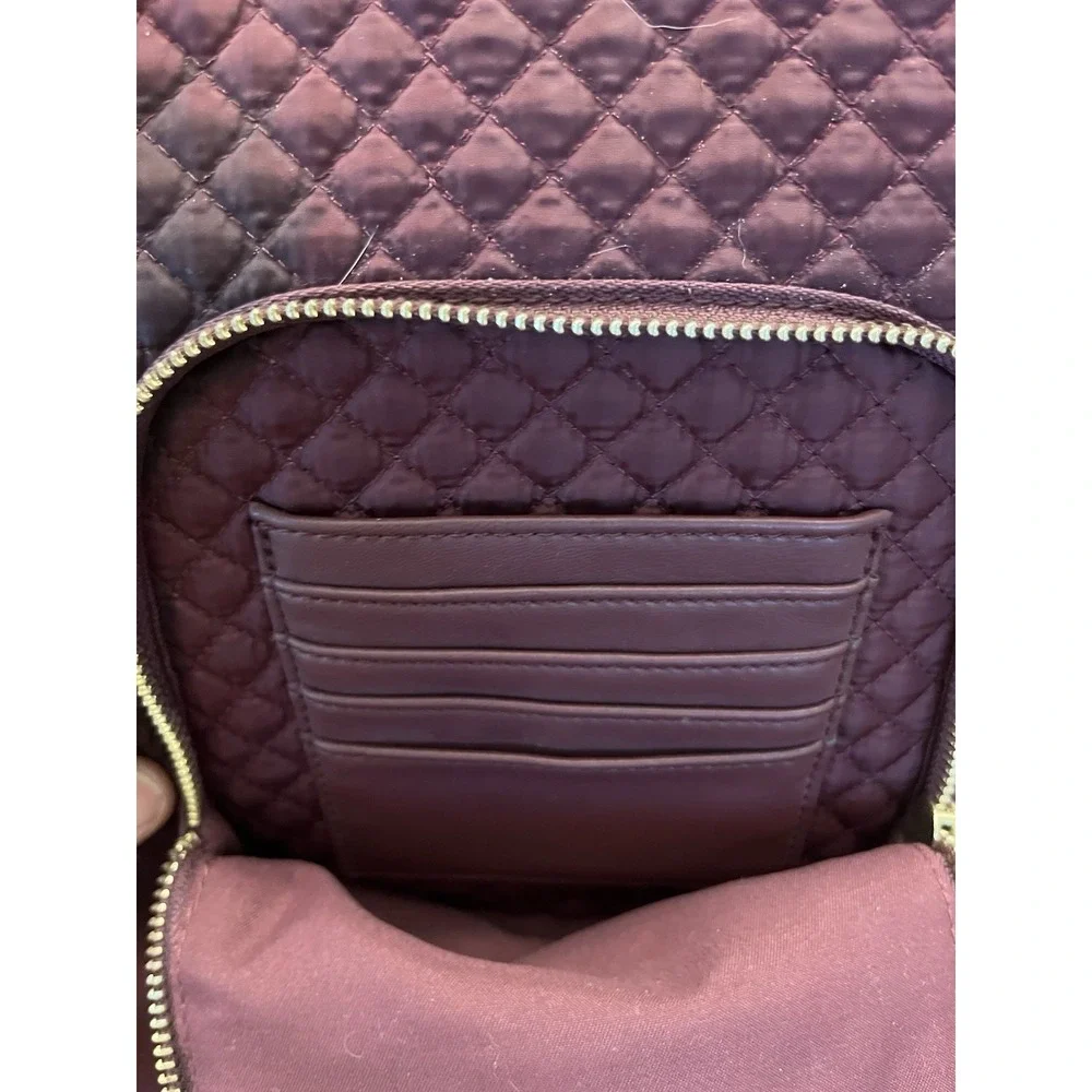 CYNTHIA ROWLEY Mini Backpack Burgundy Quilted NWOT Adjustable Straps 3 Zip UPS